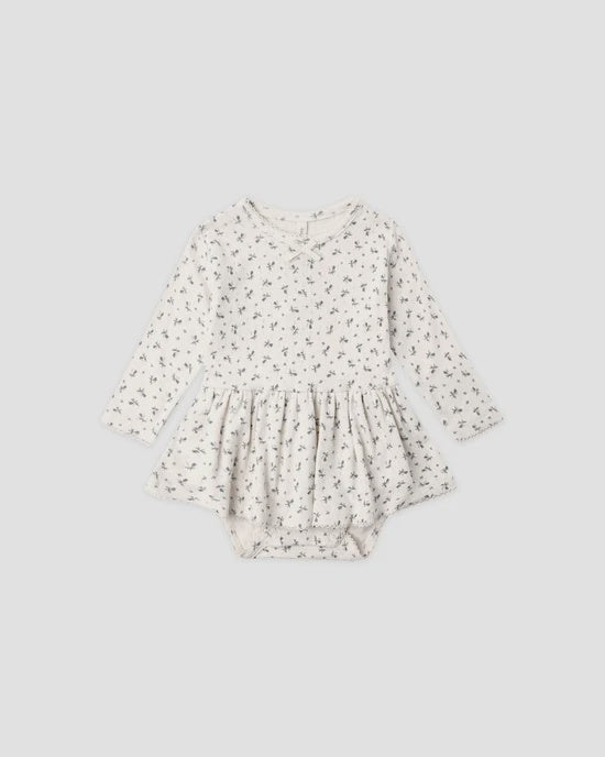 Quincy Mae - Pointelle Skirted Bodysuit - Blue Ditsy