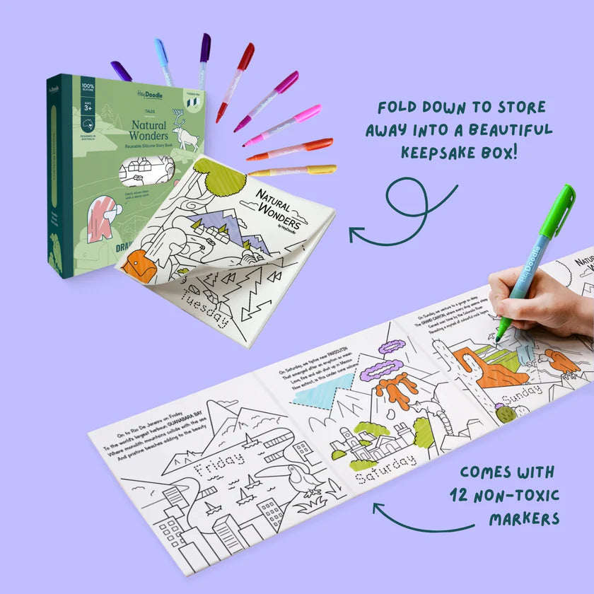 Hey Doodle - Reusable Colouring Book - Natural Wonders Tales