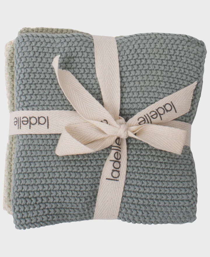 Eco Knitted Sage Dishcloth - 3pk
