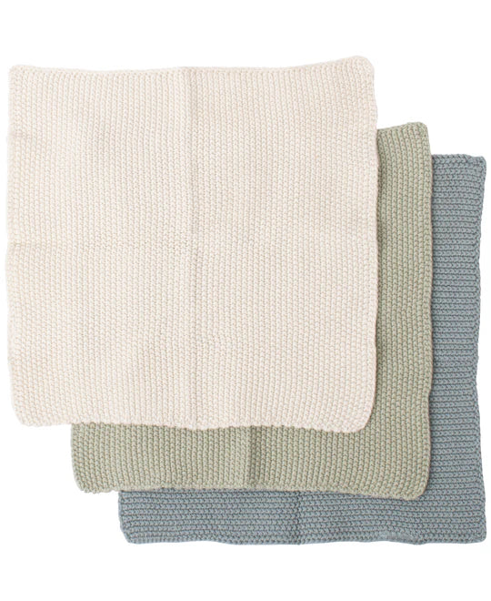 Eco Knitted Sage Dishcloth - 3pk