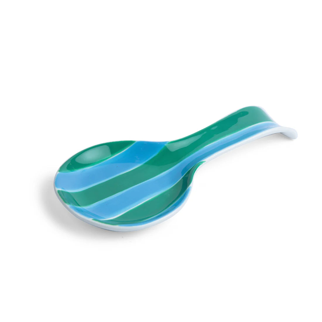 Spoon Rest - Green + Cornflower Stripe