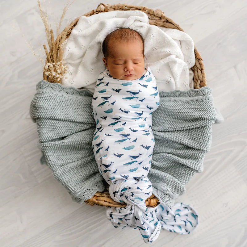 Mod + Tod - Stretchy Swaddle - Whales Tales