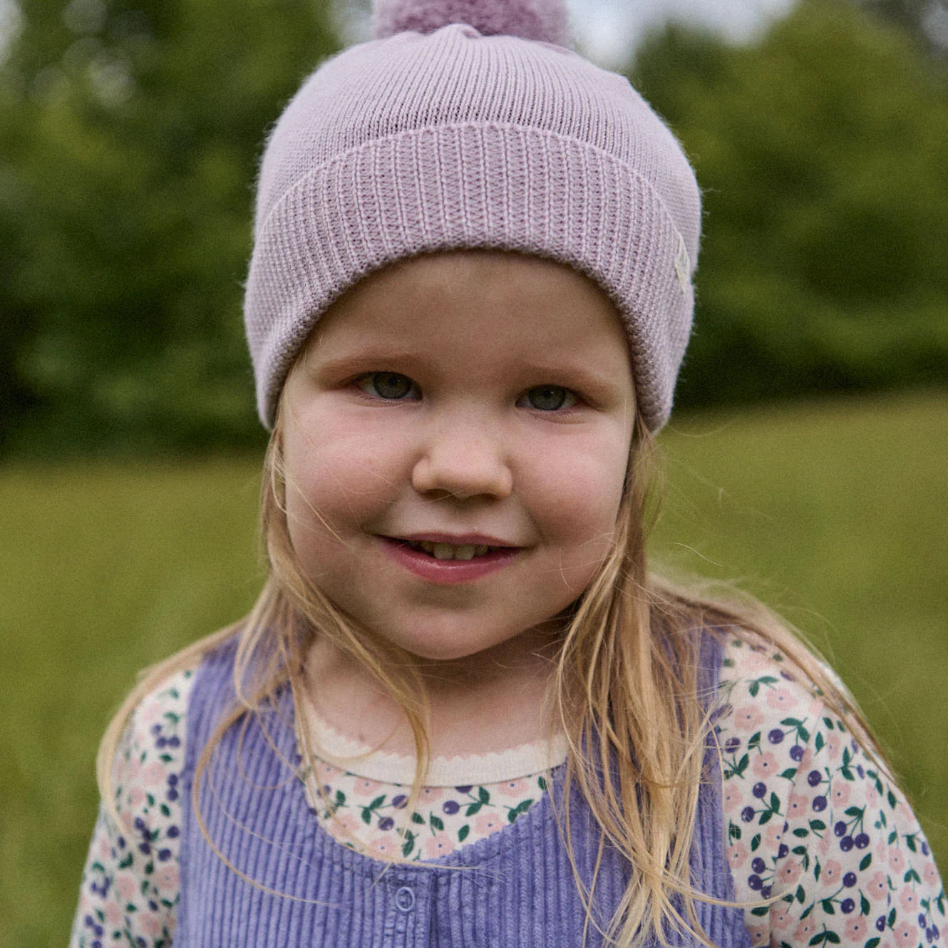 Nature Baby - Merino Pom Pom Beanie - Lilac