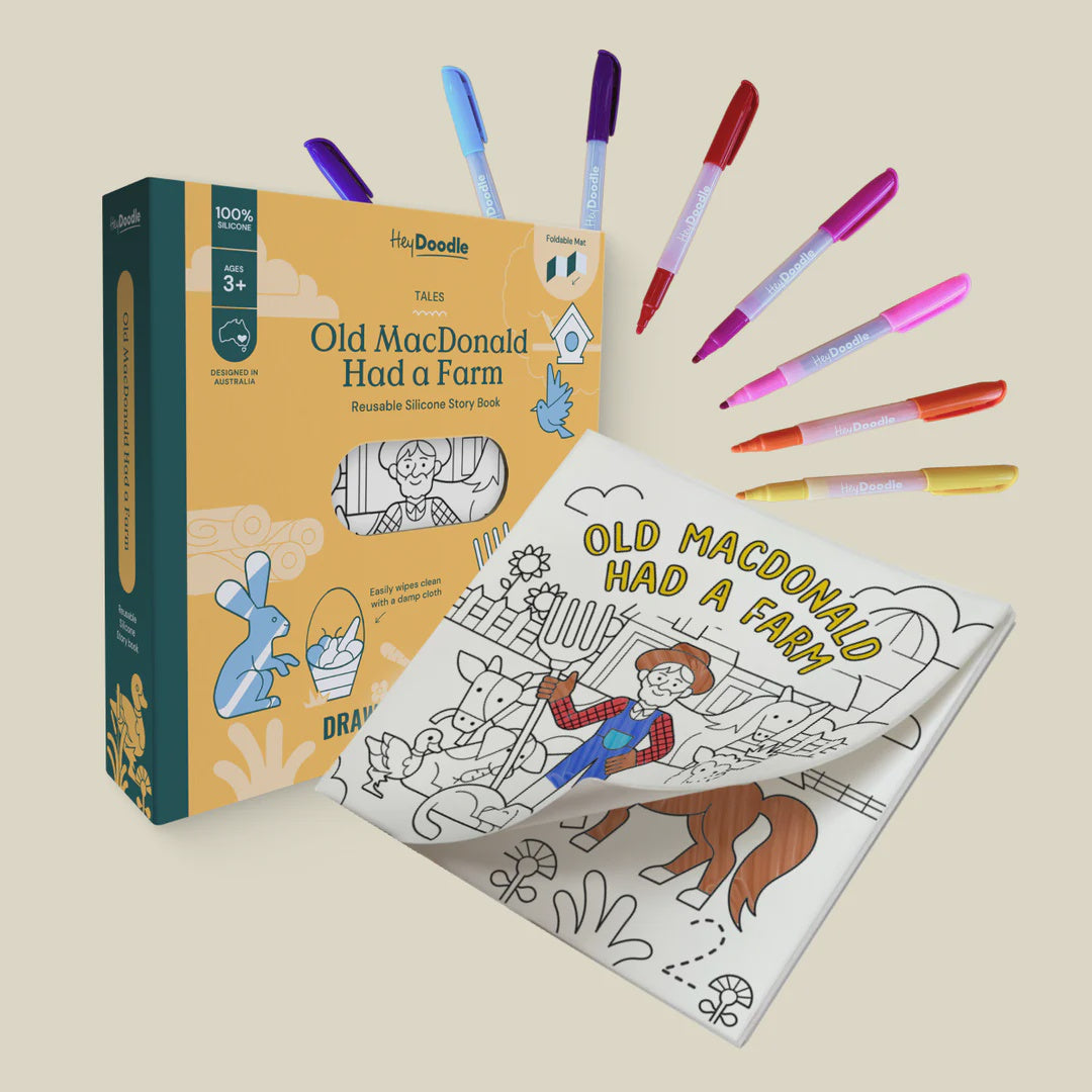 Hey Doodle - Reusable Colouring Book - Old MacDonald Had a Farm Tales