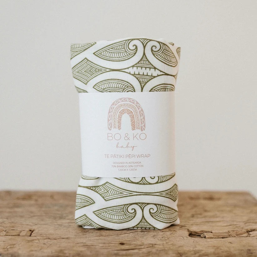 BO & KO - Te Pātiki Pēpi Wrap - Green