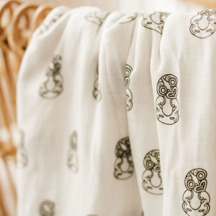 BO & KO - 2 Pack Muslin Wraps - Green Tiki + Green Te Pātiki