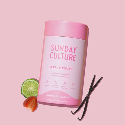 Sunday Culture - Sand Wax Candles - Berry Bergamot 60hr Burn Time