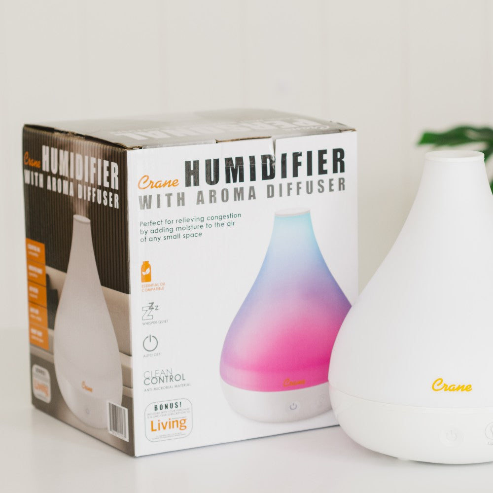 Crane - Cool Mist Humidifier + Aroma Diffuser - White