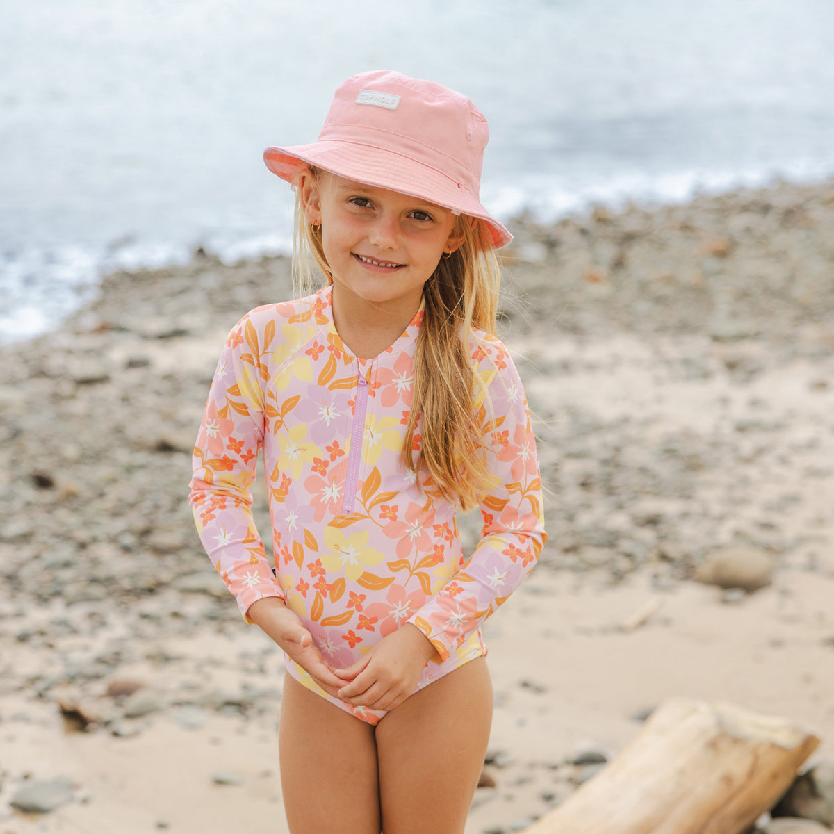 Crywolf - Long Sleeve Swimsuit - Hibiscus Daze