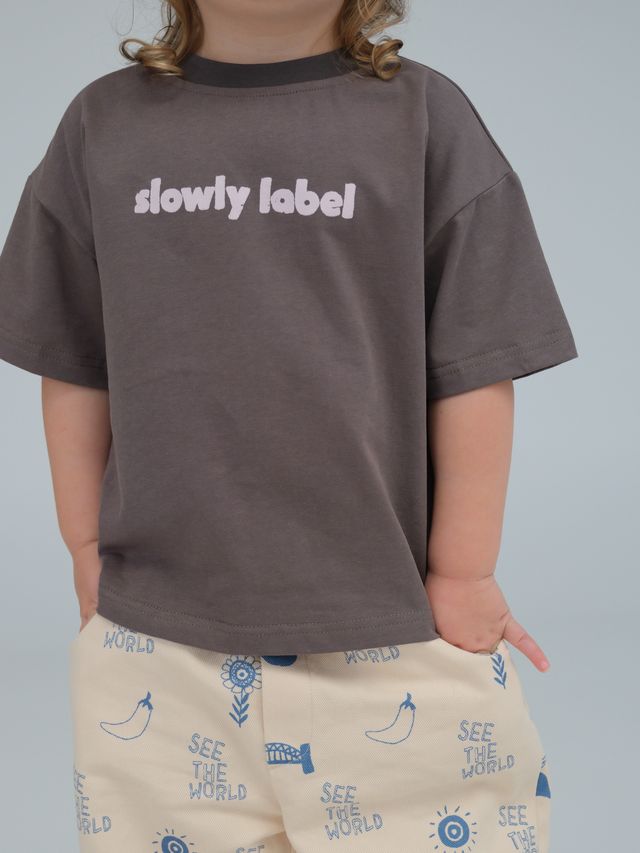 Slowly Label - See The World Tee - Charcoal