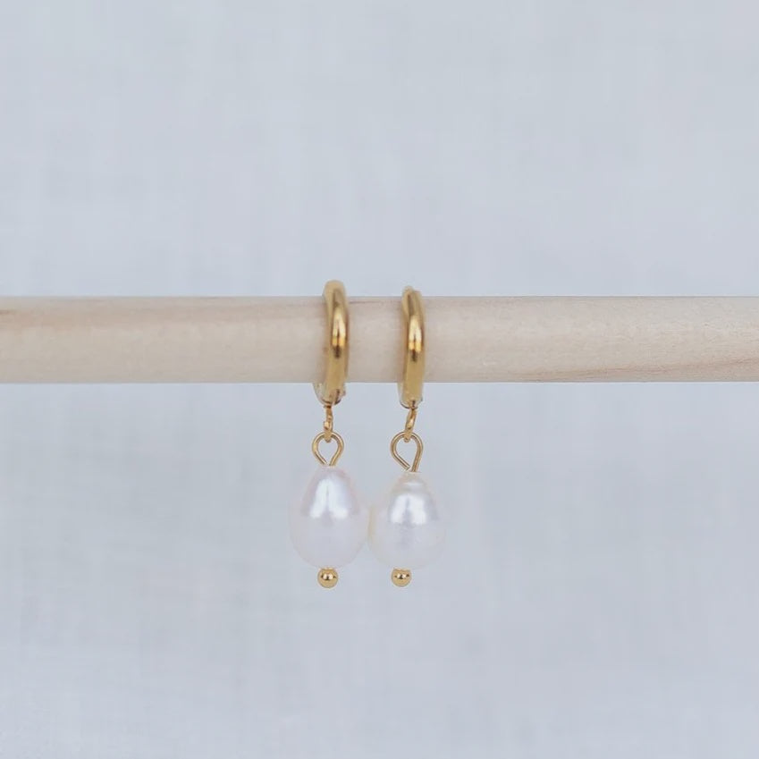 Katyb Jewellery - Earrings - Pearl Hoops