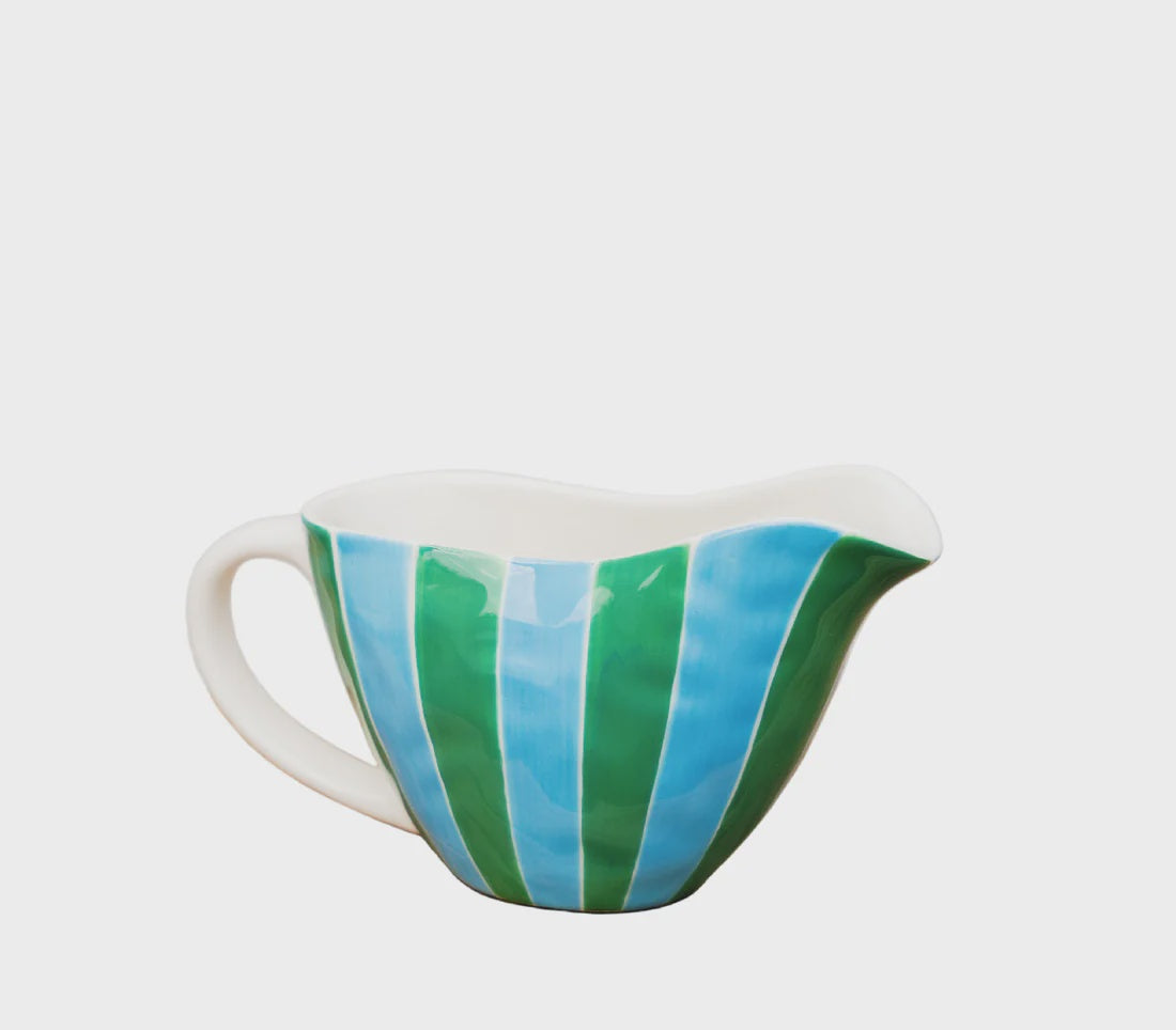 Gravy Jug - Green + Blue Stripe