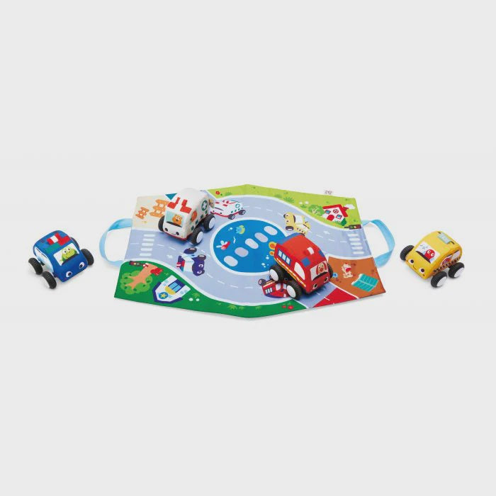 Hape - Pull-Back Plush Car Set