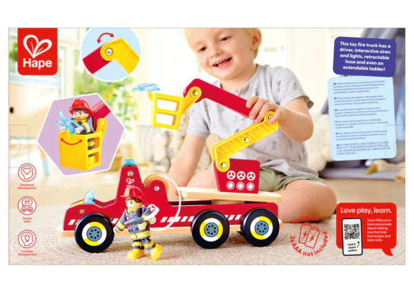 Hape - Siren + Lights Toy Fire Truck