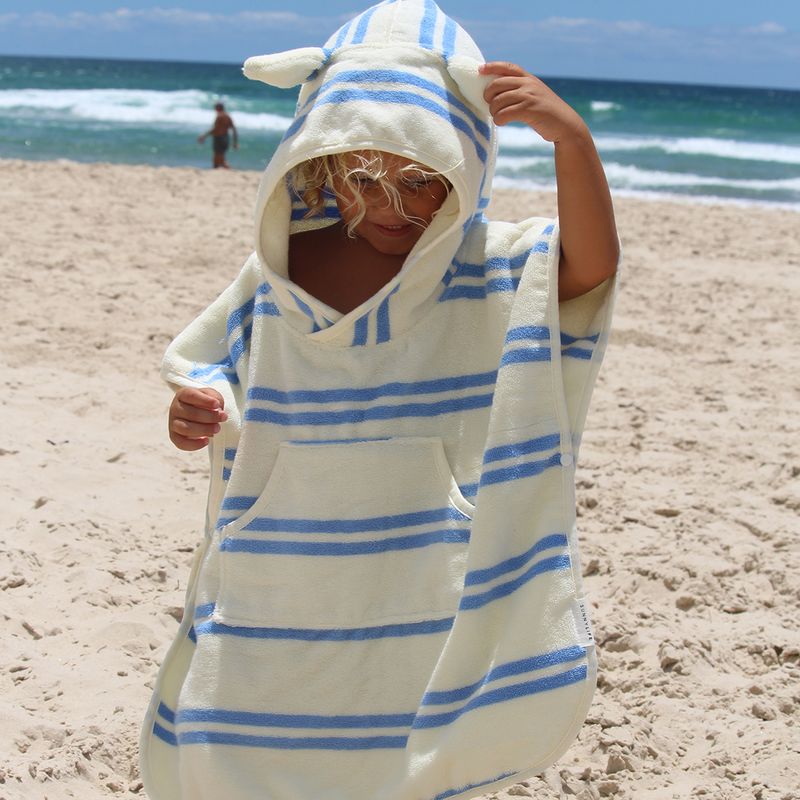Sunnylife - Hooded Towel - Sammy the Seagull Blue Stripe