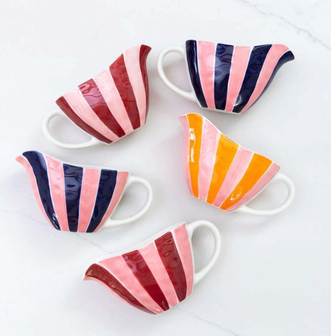 Gravy Jug - Green + Blue Stripe