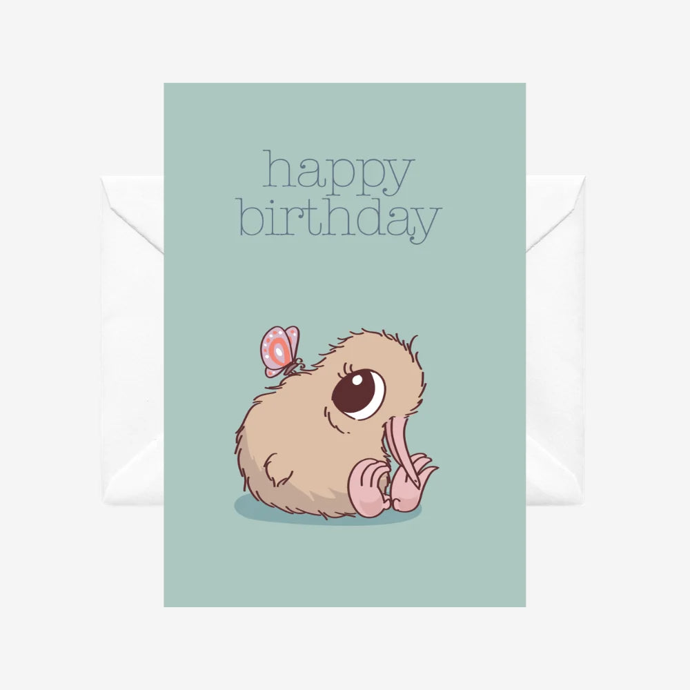 Kuwi Cards - Kiwi + Butterfly Happy Birthday