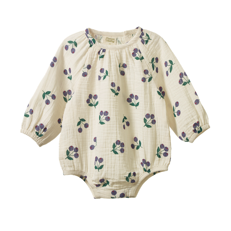 Nature Baby - Meadow Muslin Bodysuit - Winter Berry Natural