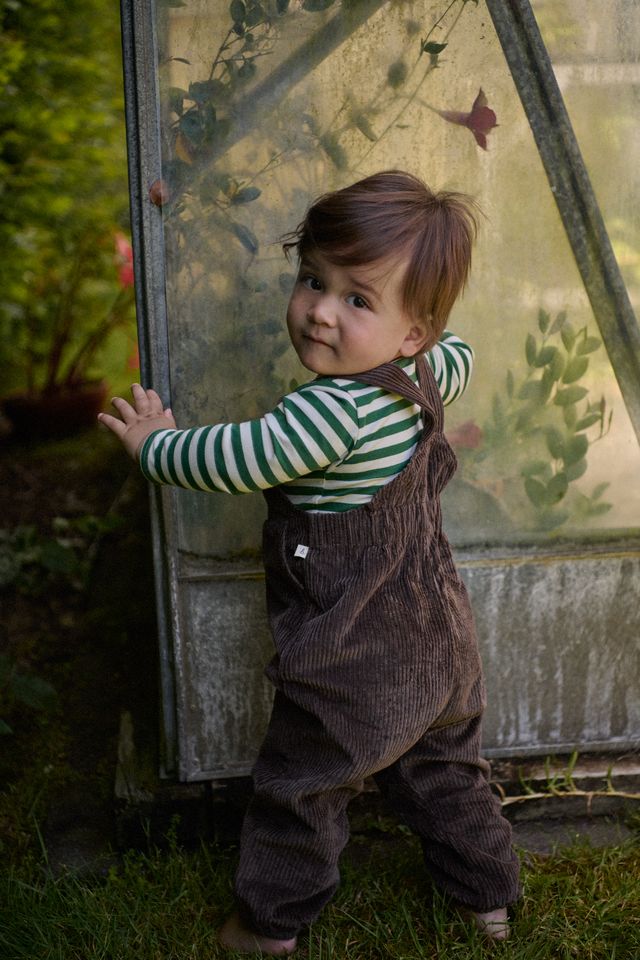 Nature Baby - Teddy Cord Overalls - Pinecone