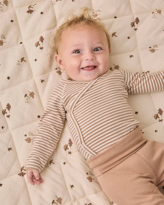 Quincy Mae - Side Snap Bodysuit + Pant Set - Almond Stripe