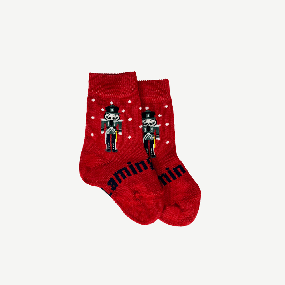 Lamington - Merino Crew Socks - Red Nutcracker