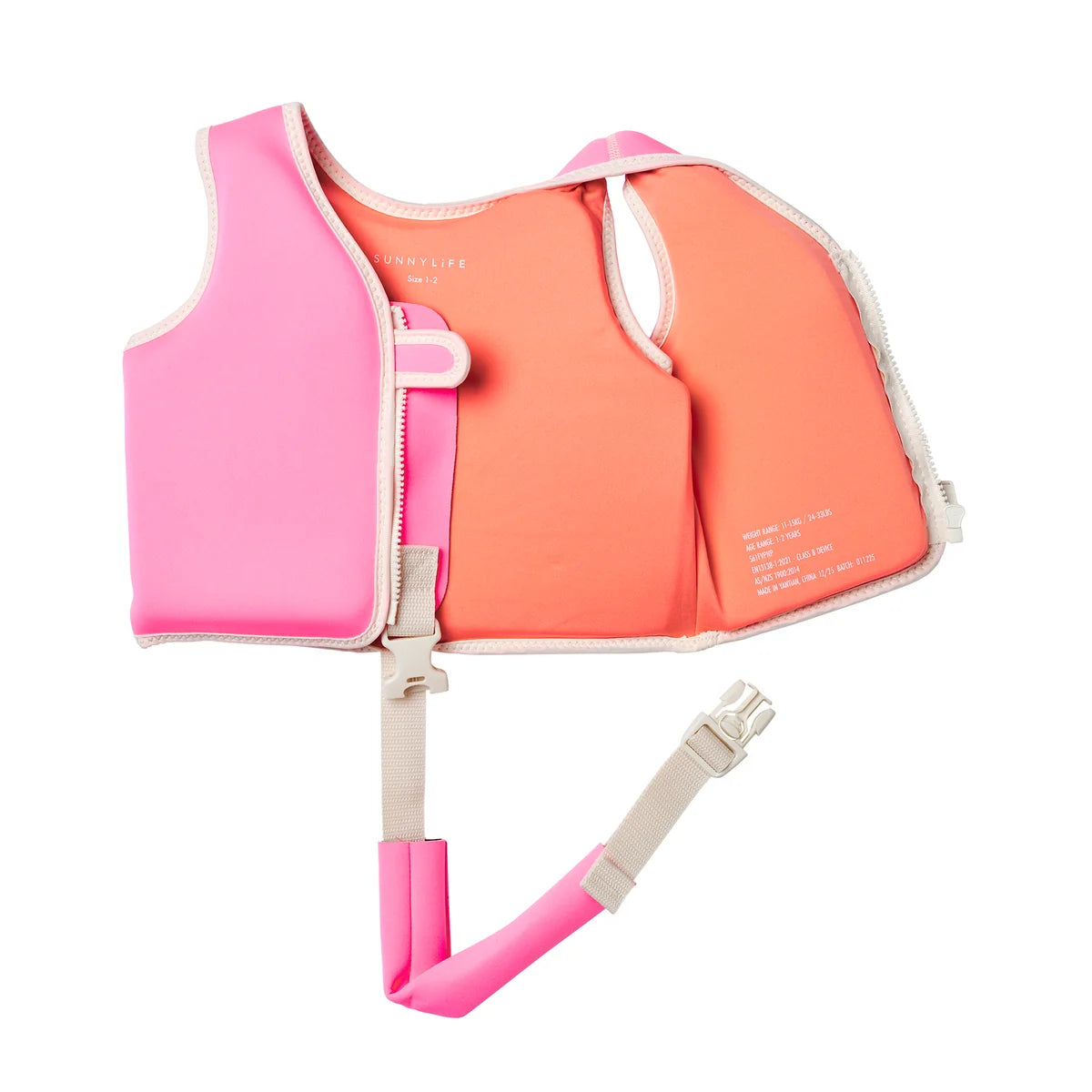 Sunnylife - Kids Swim Vest - Poppy the Peach Neon Pink