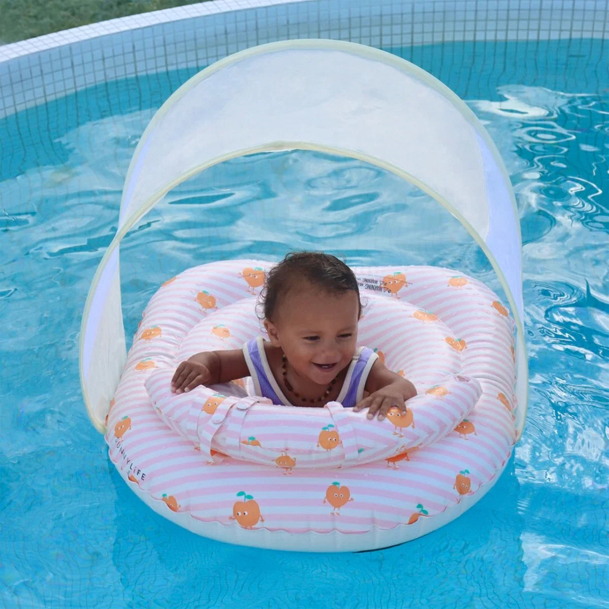 Sunnylife - Interactive Baby Float - Poppy the Peach Pink Stripe