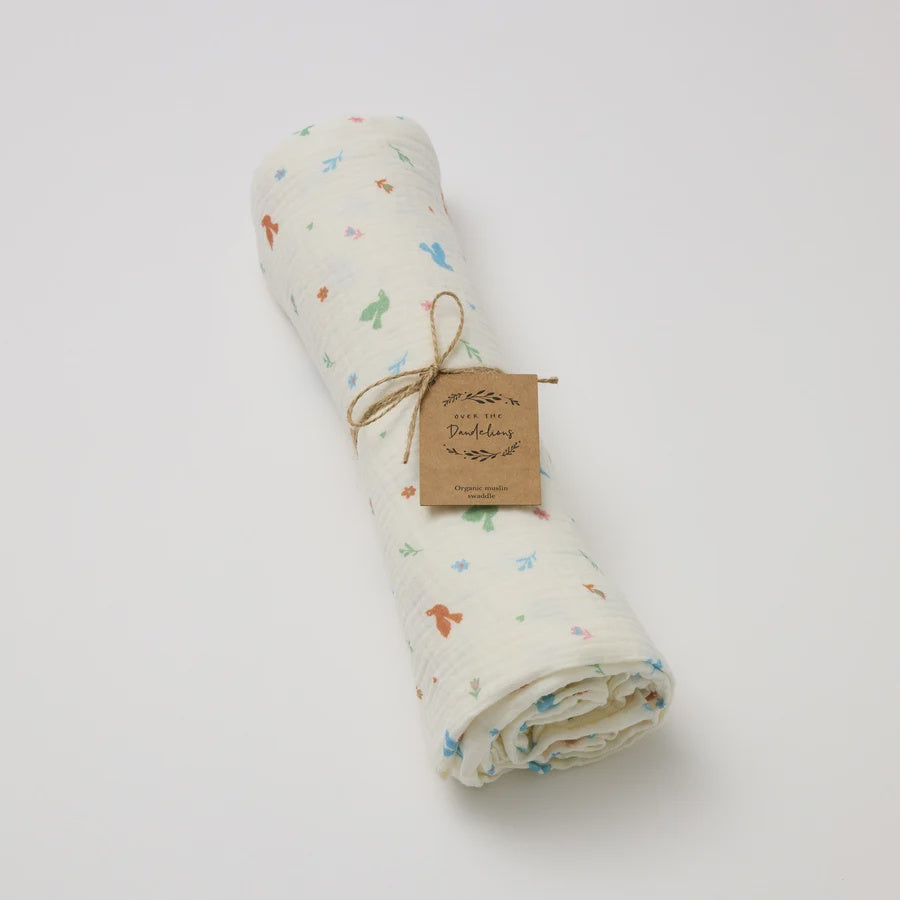 Organic Muslin Swaddle - Birdsong