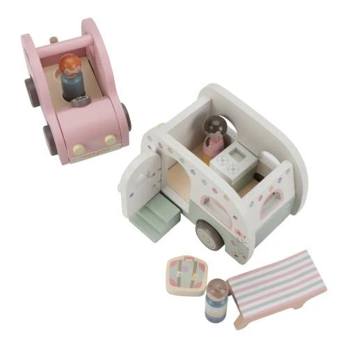 Wooden Toy Car with Caravan
