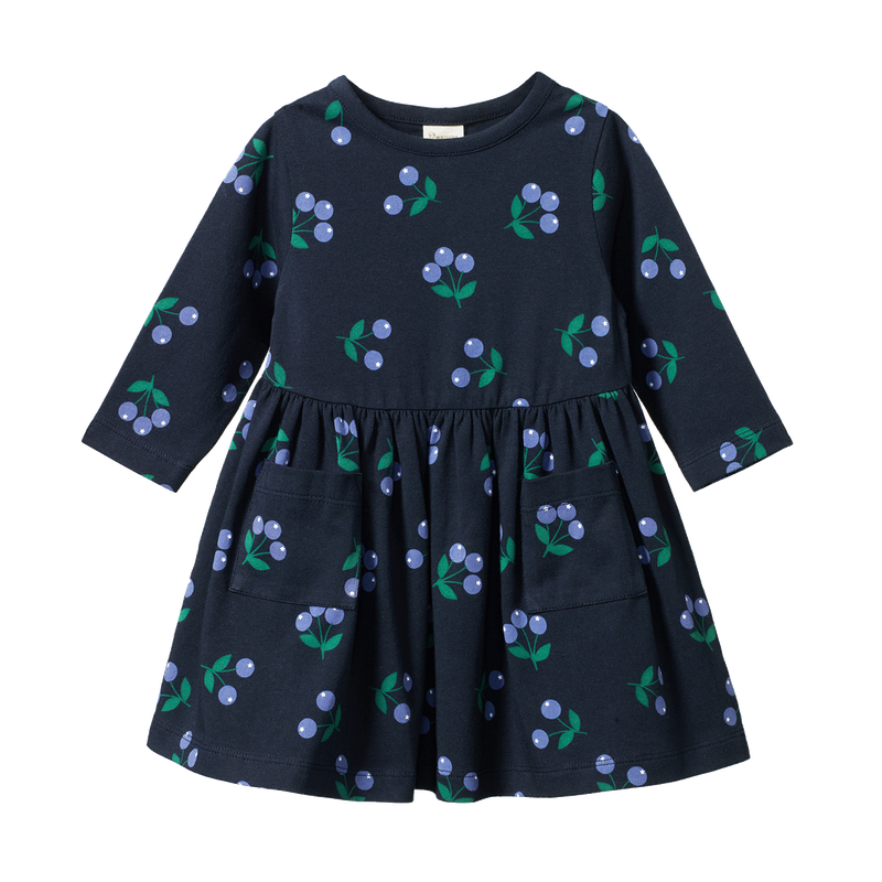 Nature Baby - Long Sleeve Twirl Dress - Winter Berry Navy