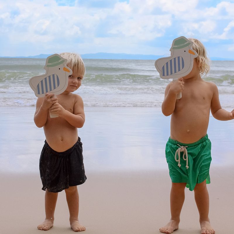 Sunnylife - Kids Velcro Beach Bats - Sammy the Seagull Blue Stripe