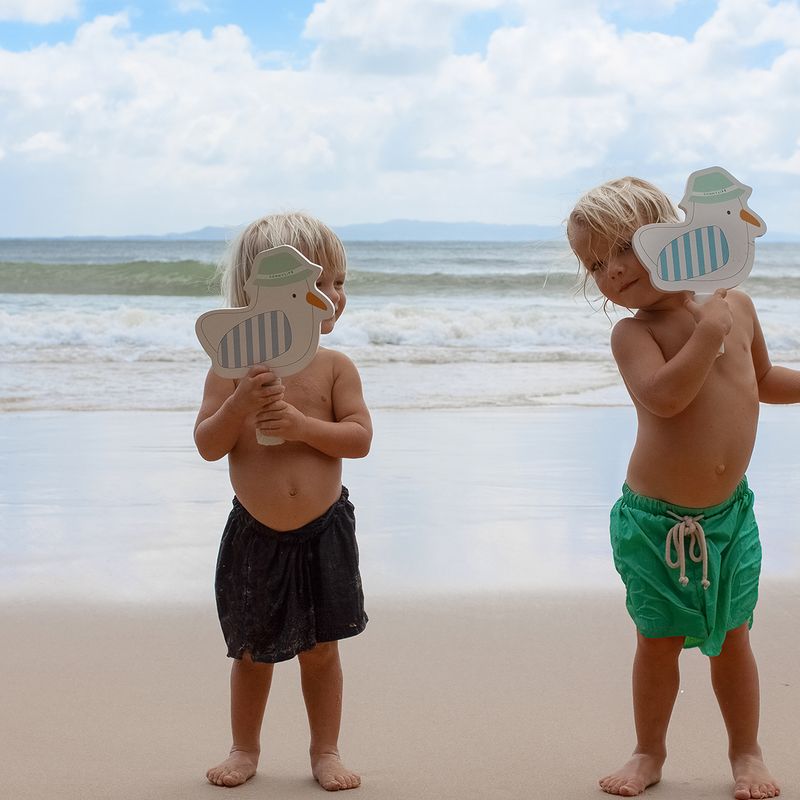 Sunnylife - Kids Velcro Beach Bats - Sammy the Seagull Blue Stripe