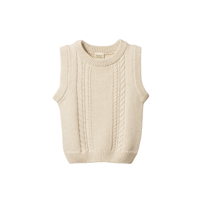 Nature Baby - Walter Vest - Oatmeal Marl Cable Knit