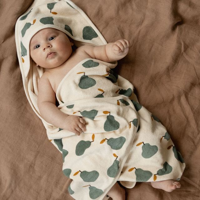 Nature Baby - Organic Cotton Hooded Bath Towel - Pear