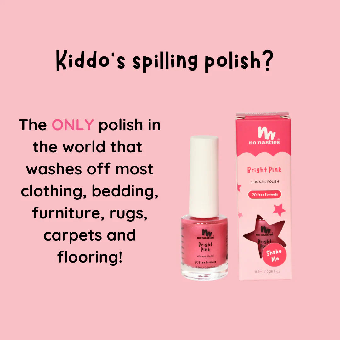 No Nasties - Bright Pink - Water-Based Kids Nail Polish