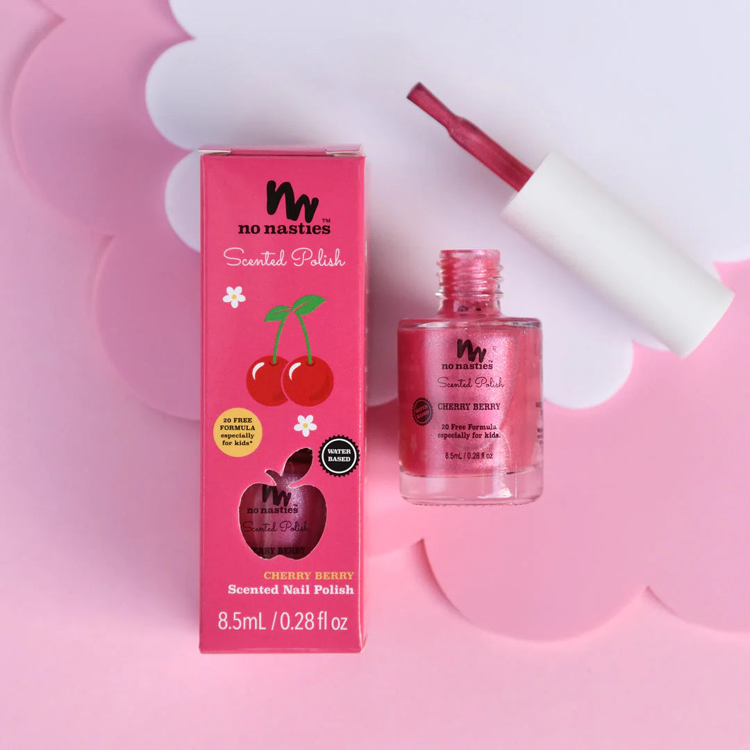No Nasties - Scented Kids Nail Polish - Cherry Berry - Bright Pink