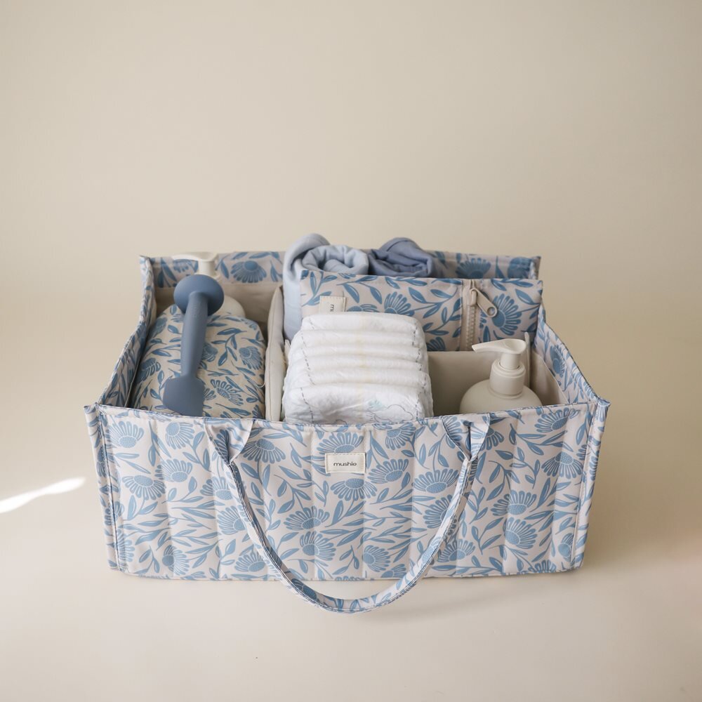 Diaper Caddy - Blue Flowers