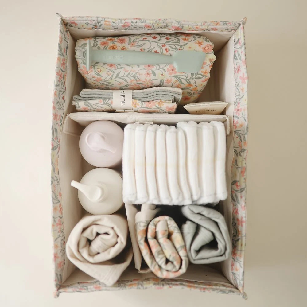 Mushie - Diaper Caddy - Pastel Blooms