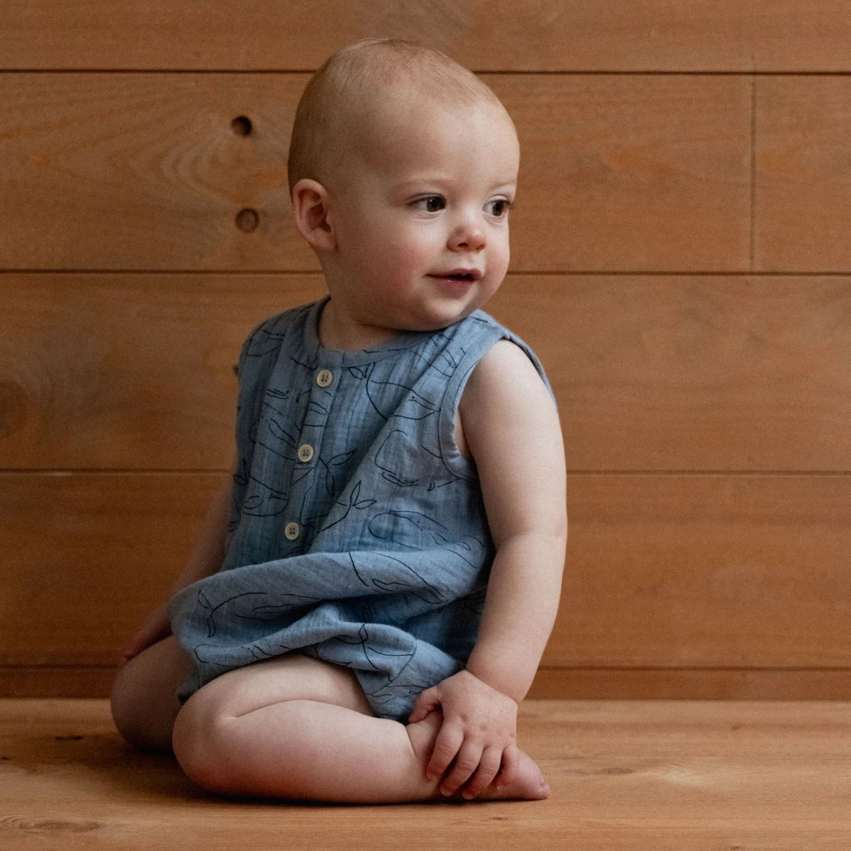 Nature Baby - Cedar Muslin Suit - Blue Whale
