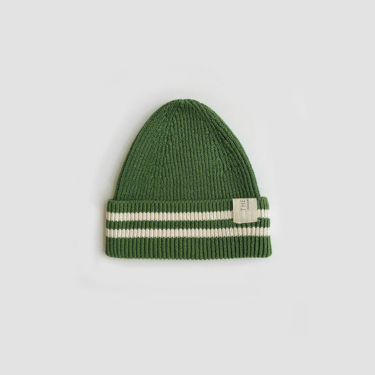 The Rest - Organic Cotton Rib Beanie - Clover Stripe