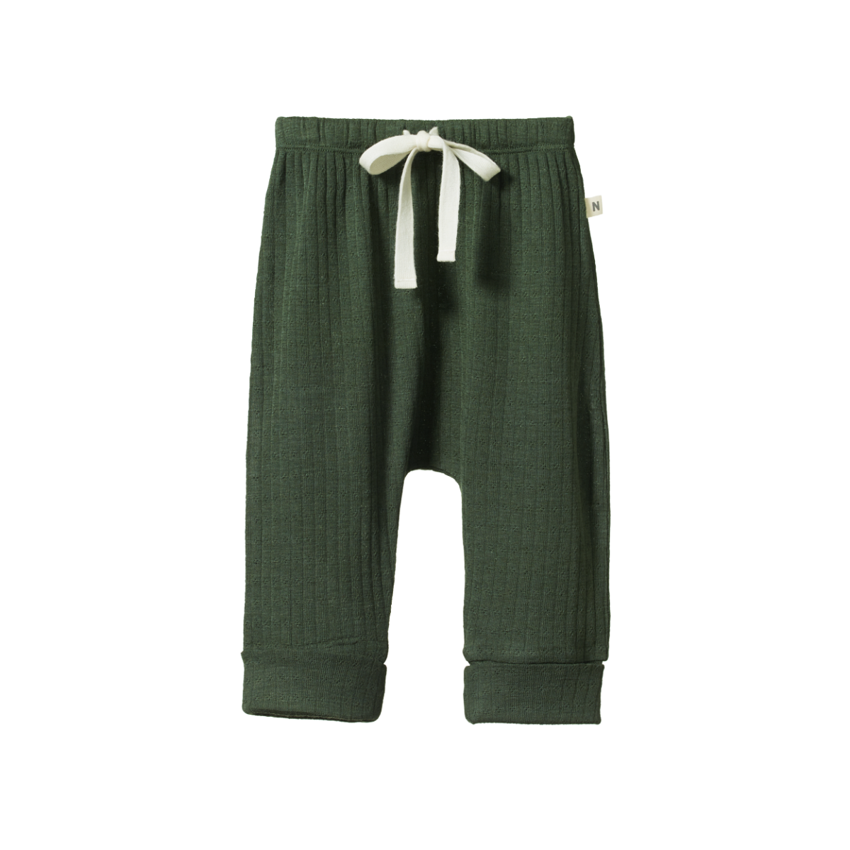 Nature Baby - Merino Pointelle Drawstring Pants - Thyme