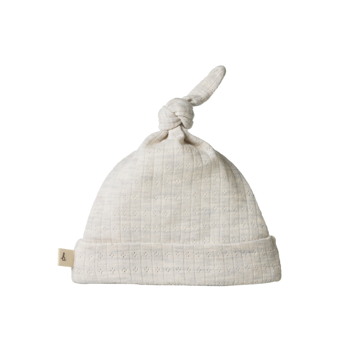 Nature Baby - Merino Pointelle Knotted Beanie - Natural