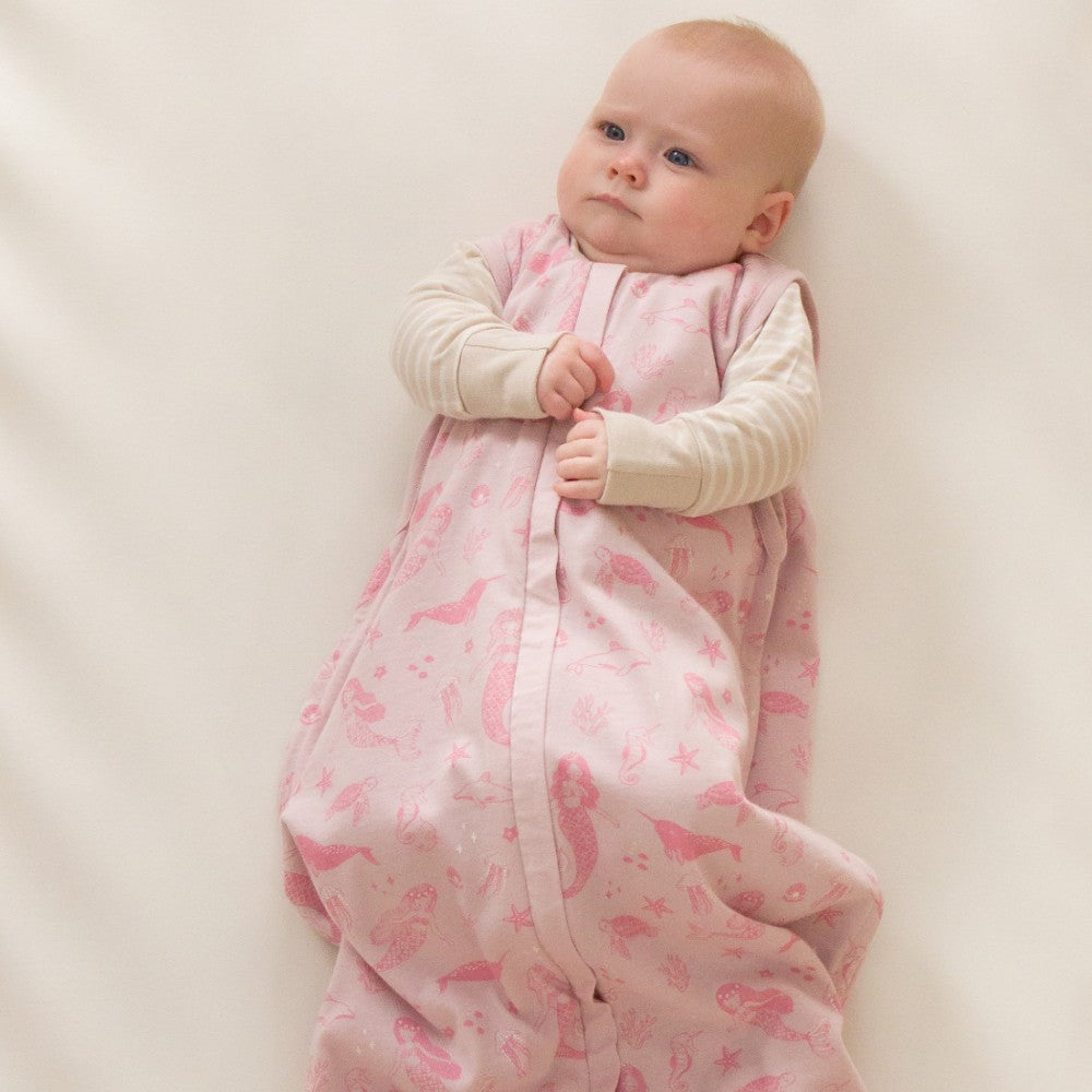 Woolbabe - 3 Seasons Front Zip Sleeping Bag 3-24M - Shell Mermaids