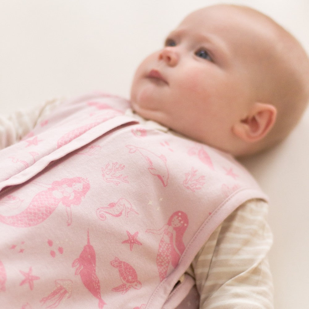 Woolbabe - 3 Seasons Front Zip Sleeping Bag 3-24M - Shell Mermaids