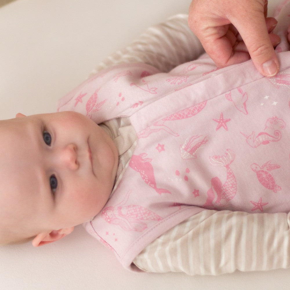 Woolbabe - 3 Seasons Front Zip Sleeping Bag 3-24M - Shell Mermaids
