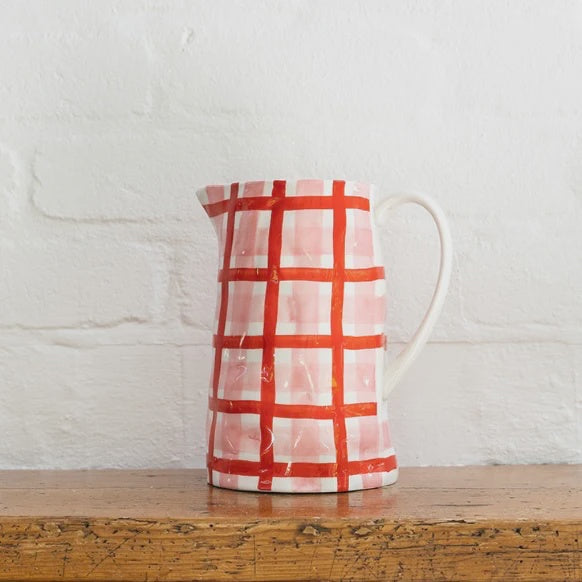 Medium Jug - Rose Pink + Red Gingham