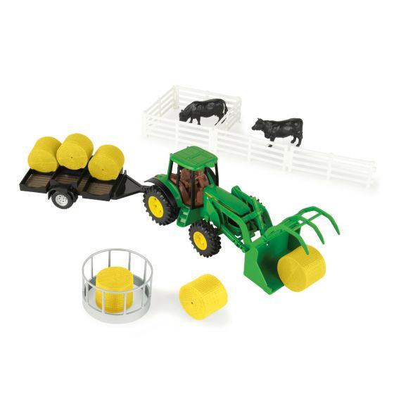 John Deere - 1:32 Tractor + Hay Set