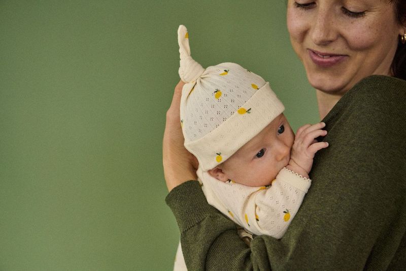 Nature Baby - Knotted Beanie Pointelle - Lemon