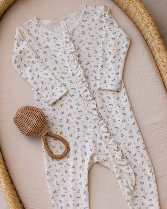 Quincy Mae - Ruffle Jumpsuit - Blue Ditsy