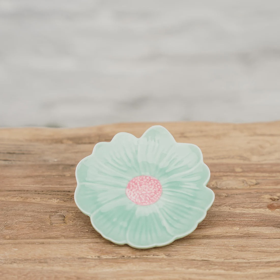 Flower Trinket Dish - Green with Pink Centre